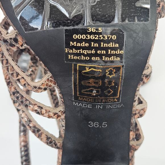 Free People Colette Cinched Heel Python Snakeskin Size 36.5 Sandal - Picture 10 of 12